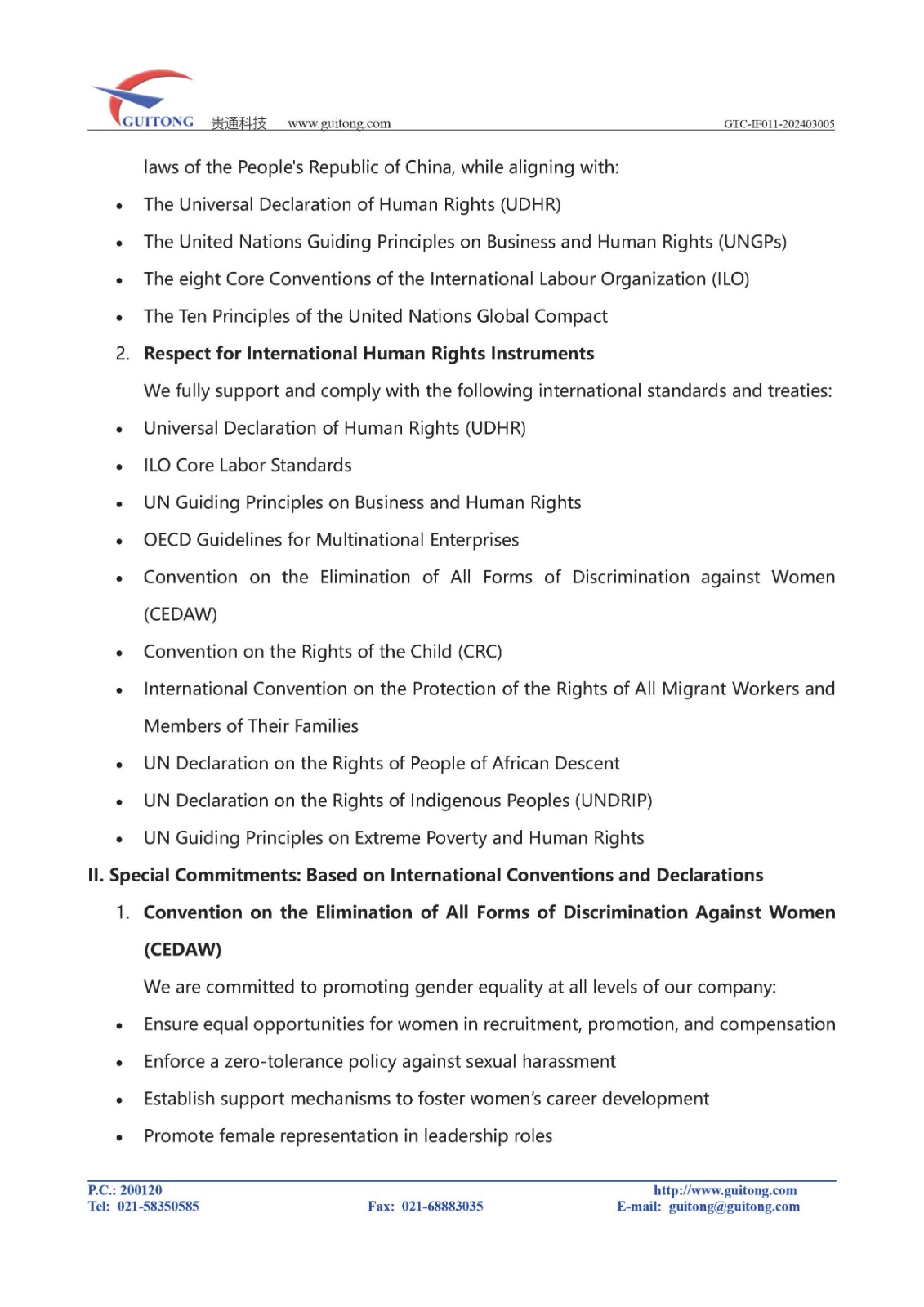 Human Rights Policy Statement