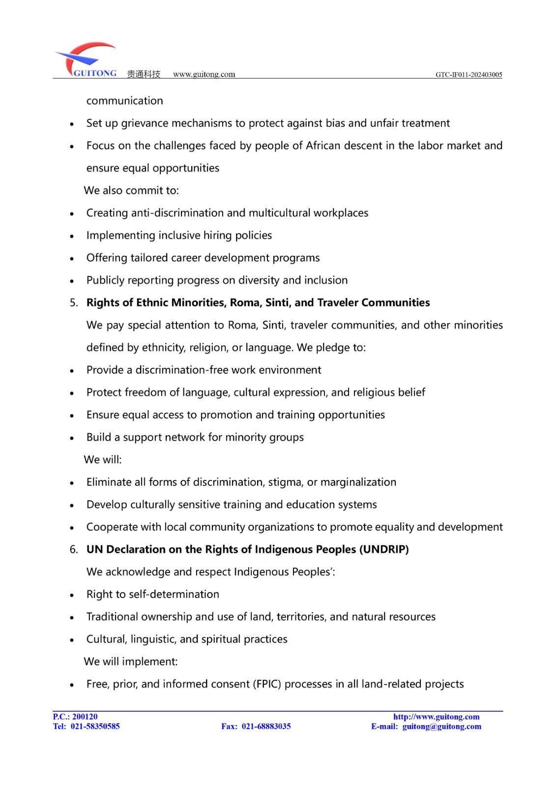 Human Rights Policy Statement
