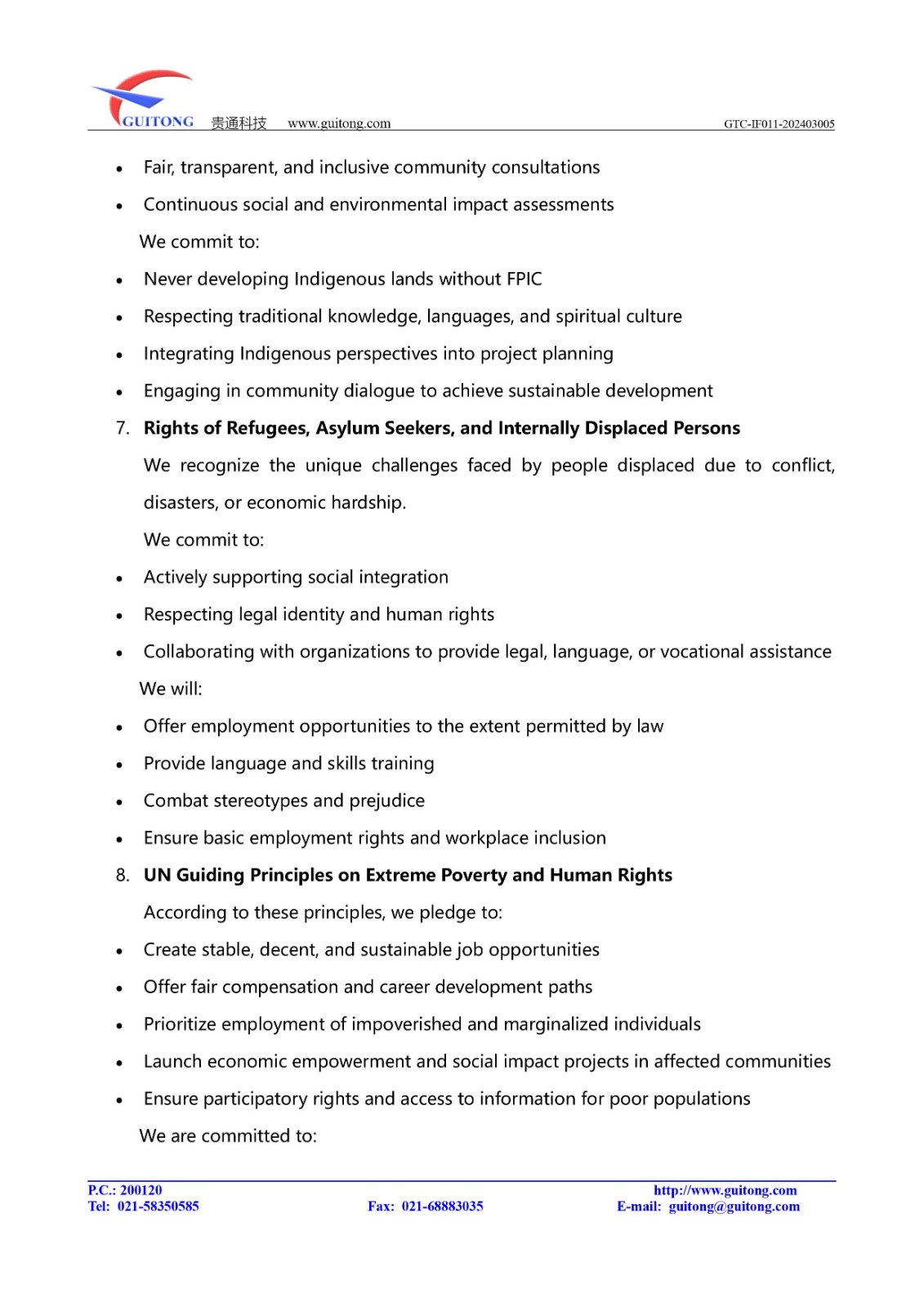 Human Rights Policy Statement