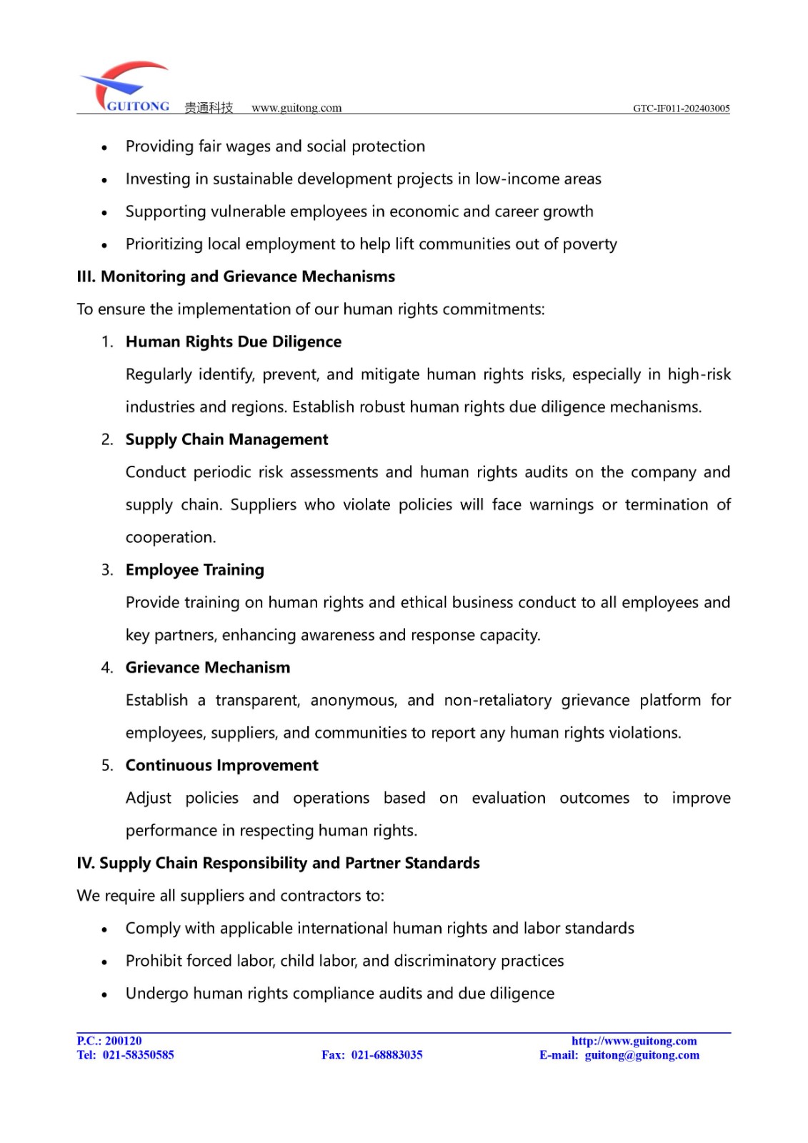 Human Rights Policy Statement