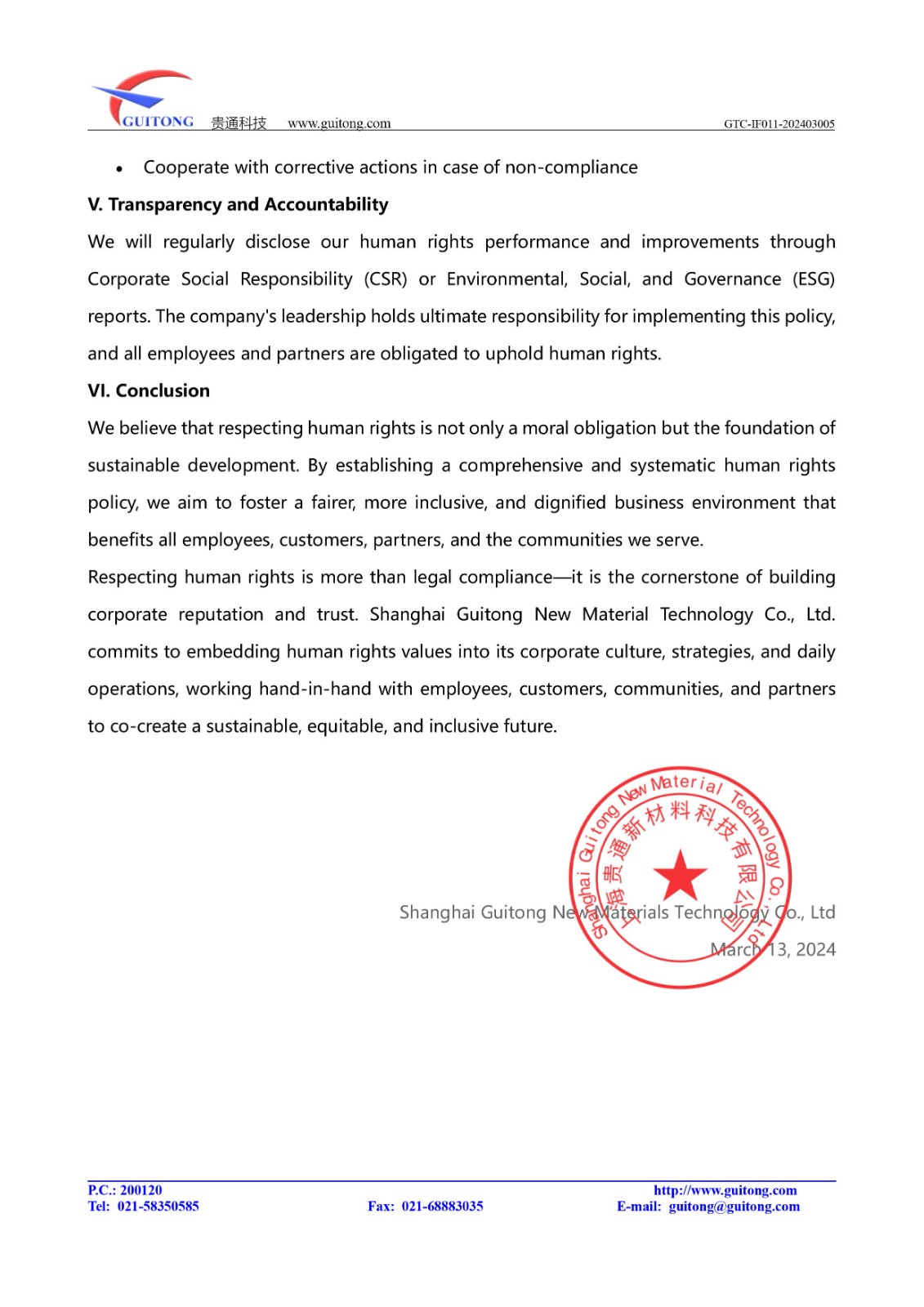 Human Rights Policy Statement